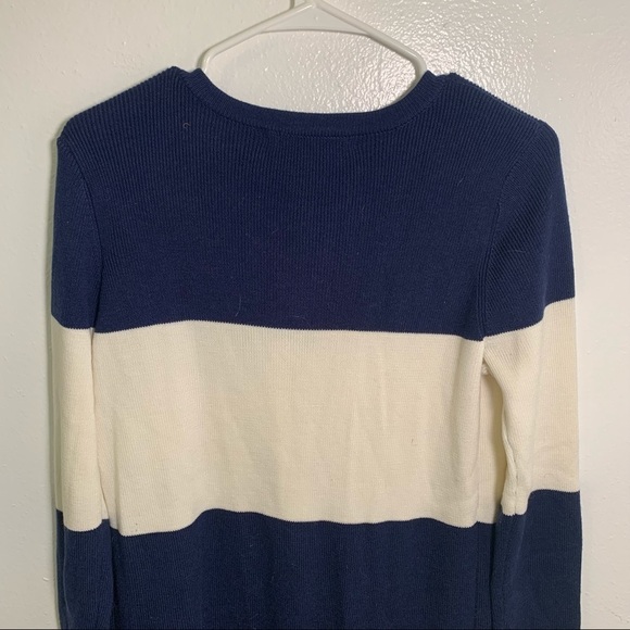 Ava Duster Cardigan Navy Cream Colorblock Stripe - Picture 9 of 10